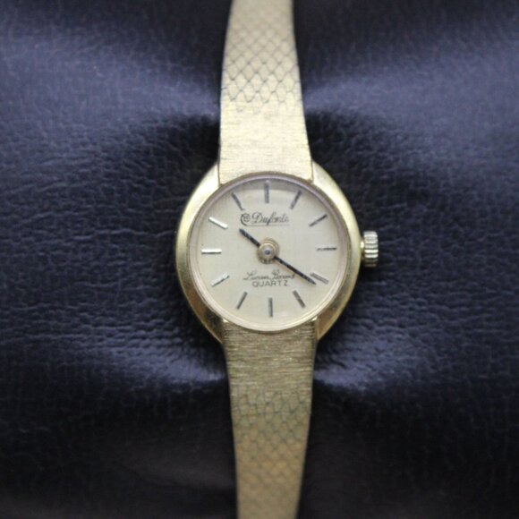 Vintage Dufonte Lucien Piccard Watch Womens Gold Tone Stainless Steel Rare 60's - Picture 2 of 10